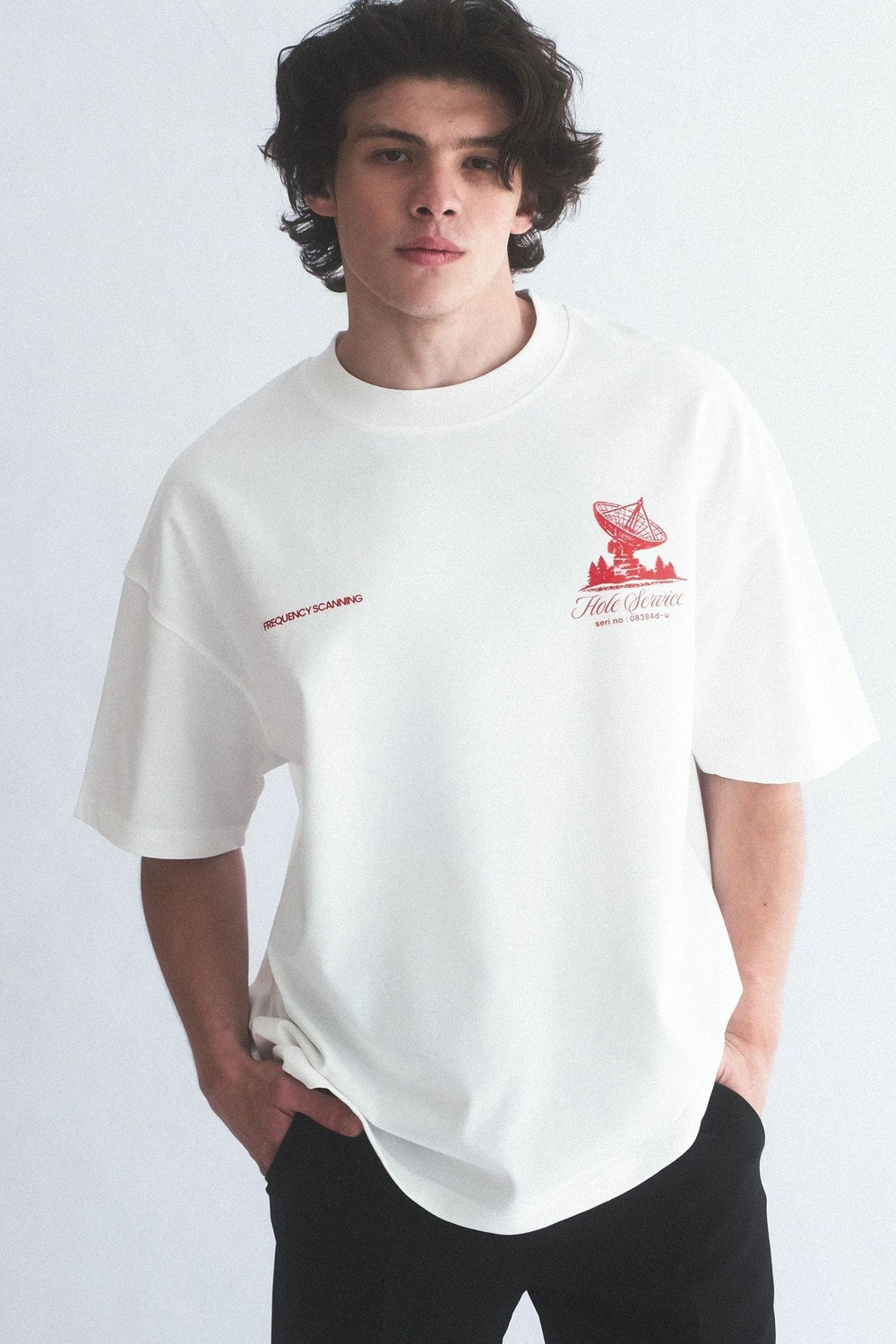 Hole Service Satellite Baskılı Oversize T-Shirt - 6