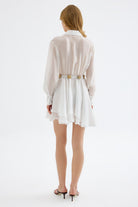 Alora Tencel Mini Gömlek Elbise, Beyaz - 3
