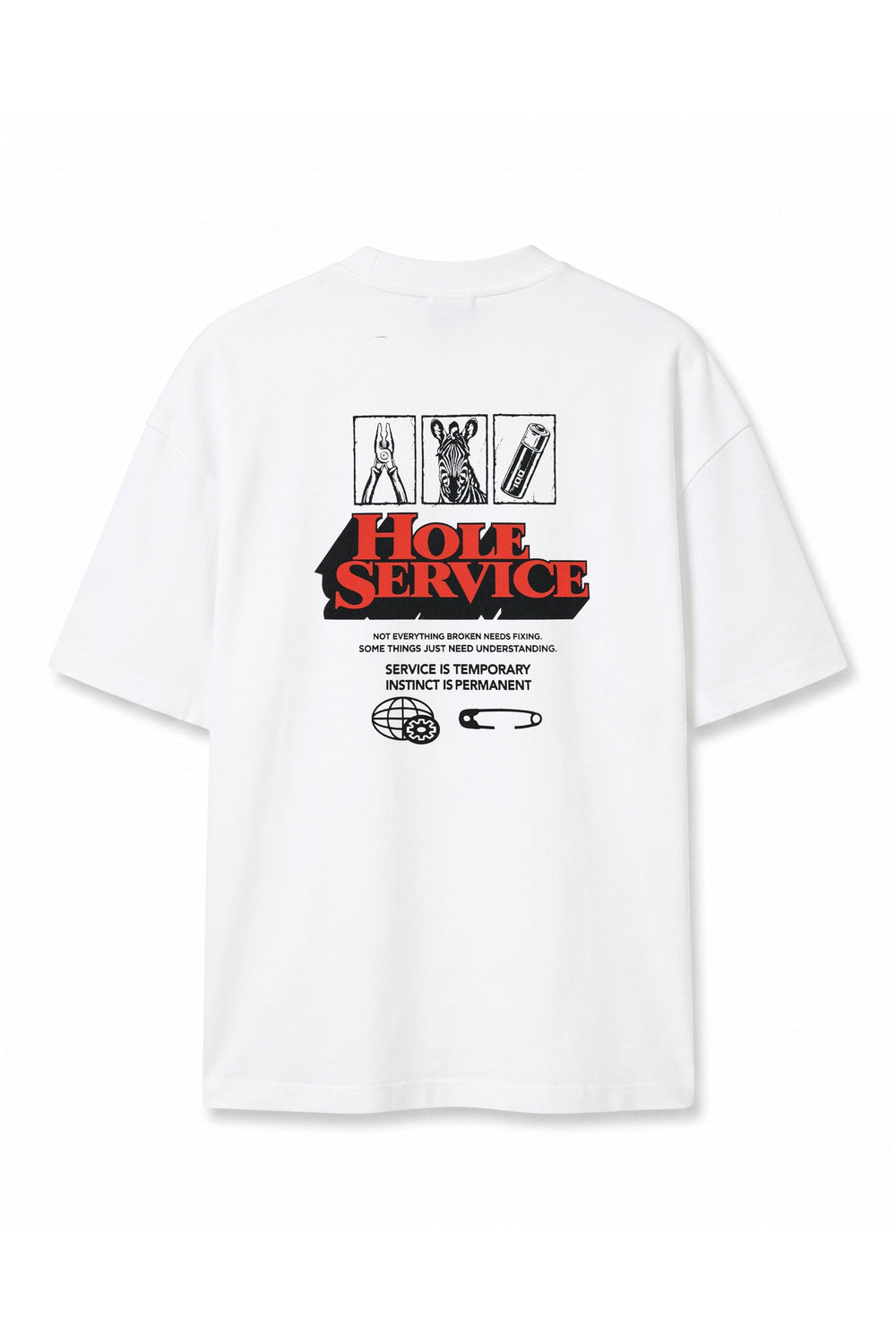 Kolaj Baskılı Oversize Tişört, Ekru - 1