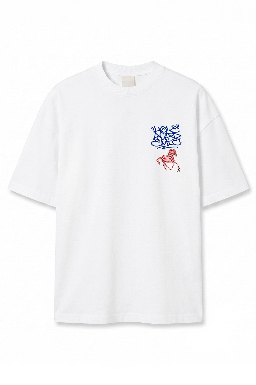 Zebra Graffiti Baskılı Oversize Tişört, Ekru - 1