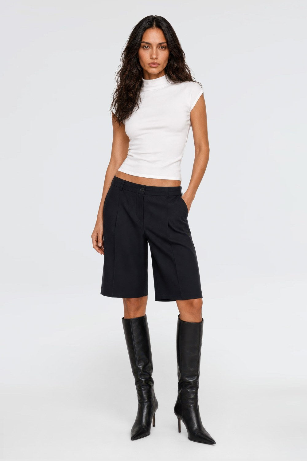Vera Tencel Bermuda Şort, Siyah - 1