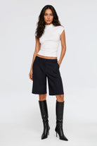 Vera Tencel Bermuda Şort, Siyah - 1
