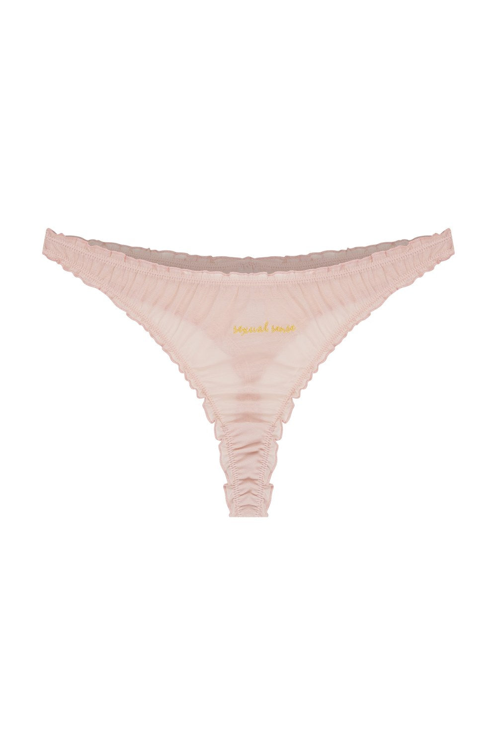 Sexual Sense İşlemeli Tül String Külot, Pudra Pembe - 1