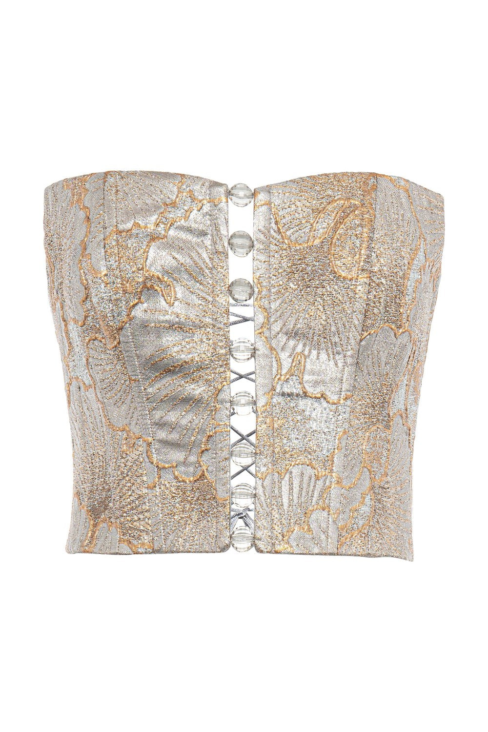 Angless Patterned Strapless Corset Grey - 1