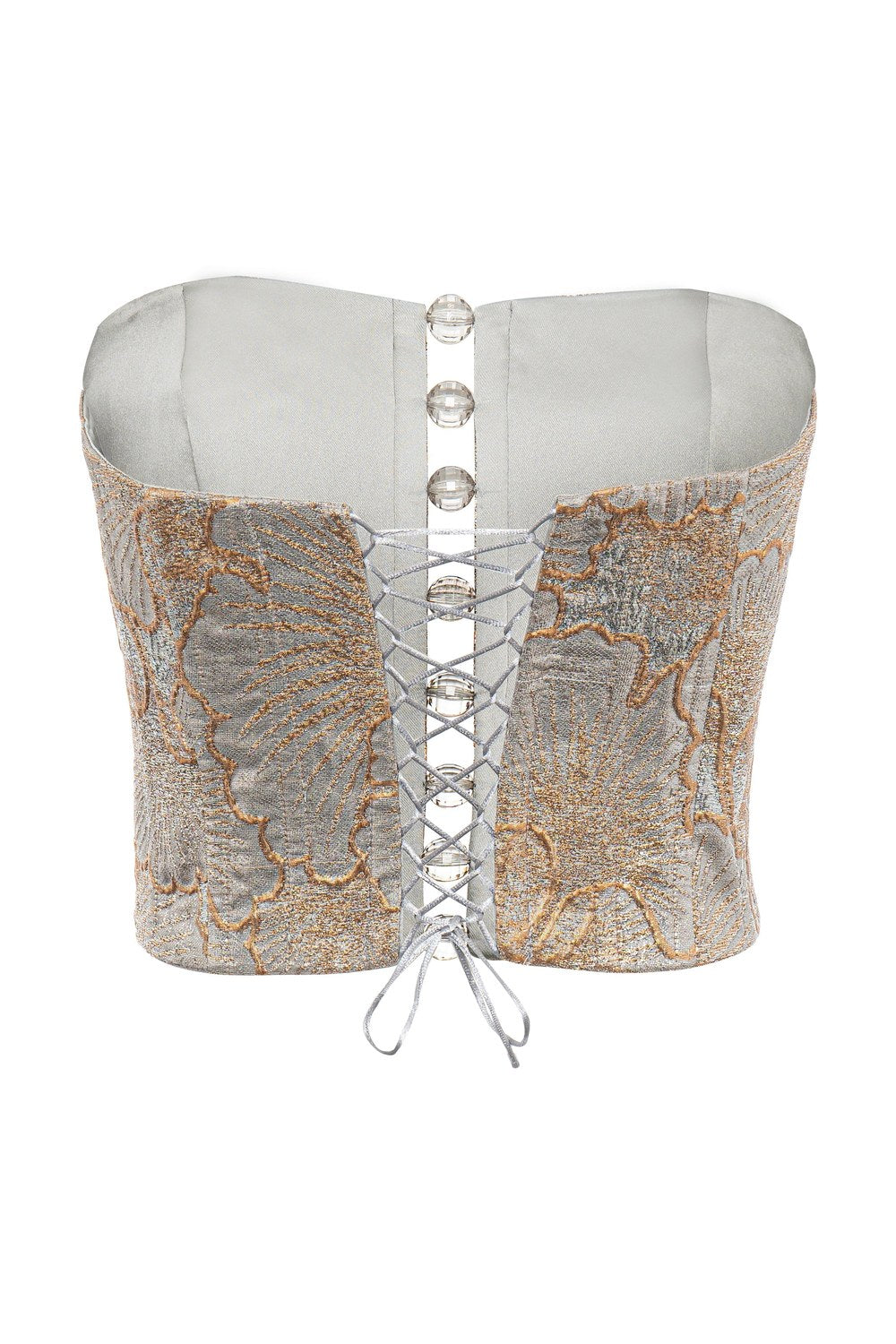 Angless Patterned Strapless Corset Grey - 3