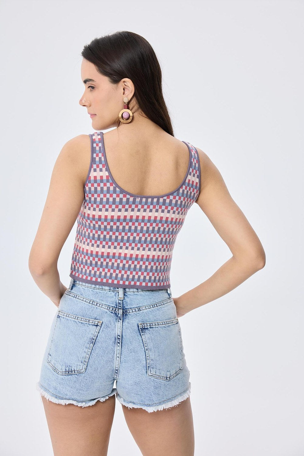 Innocence Jakarlı Kadın Triko Krop Üst Multi Lila - 5