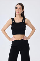 Martha Düz Örgü Geniş Askılı Kadın Rayon Triko Bralet Siyah - 0