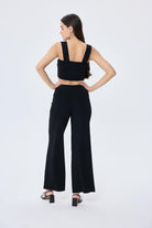 Martha Düz Örgü Geniş Askılı Kadın Rayon Triko Bralet Siyah - 4