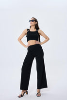 Martha Düz Örgü Geniş Askılı Kadın Rayon Triko Bralet Siyah - 6