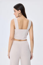 Martha Düz Örgü Geniş Askılı Kadın Rayon Triko Bralet Taş - 4