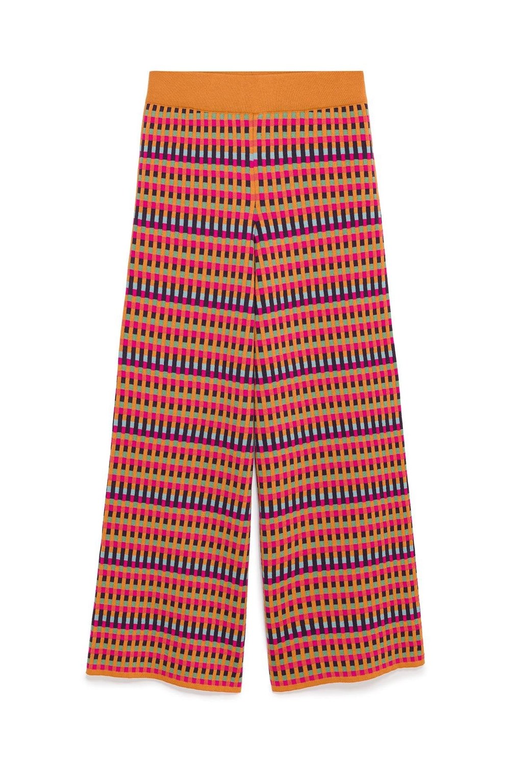Illusion Jakarlı Organik Pamuk Kadın Mevsimlik Triko Pantolon Multi / Hardal - 8
