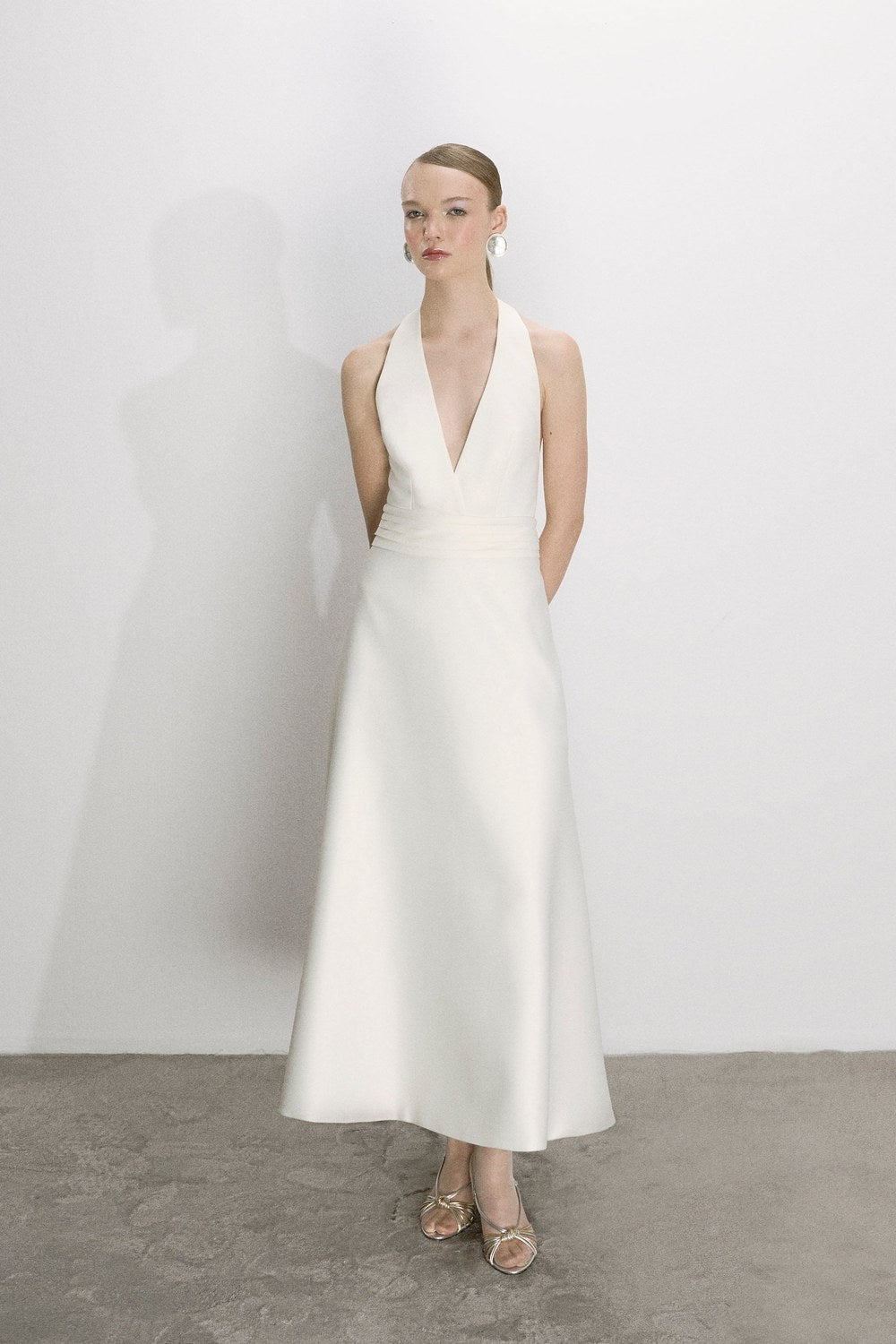 Lauryn Midi Elbise Beyaz - 4