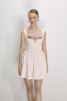 Leanne Saten Mini Elbise Toz Pembe - 0