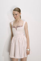 Leanne Saten Mini Elbise Toz Pembe - 3