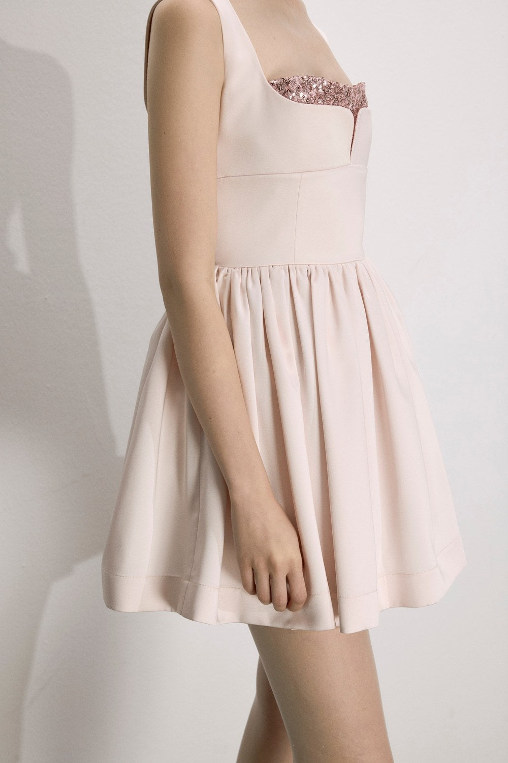 Leanne Saten Mini Elbise Toz Pembe - 6