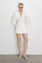 Marylebone Krep Blazer Beyaz - 1
