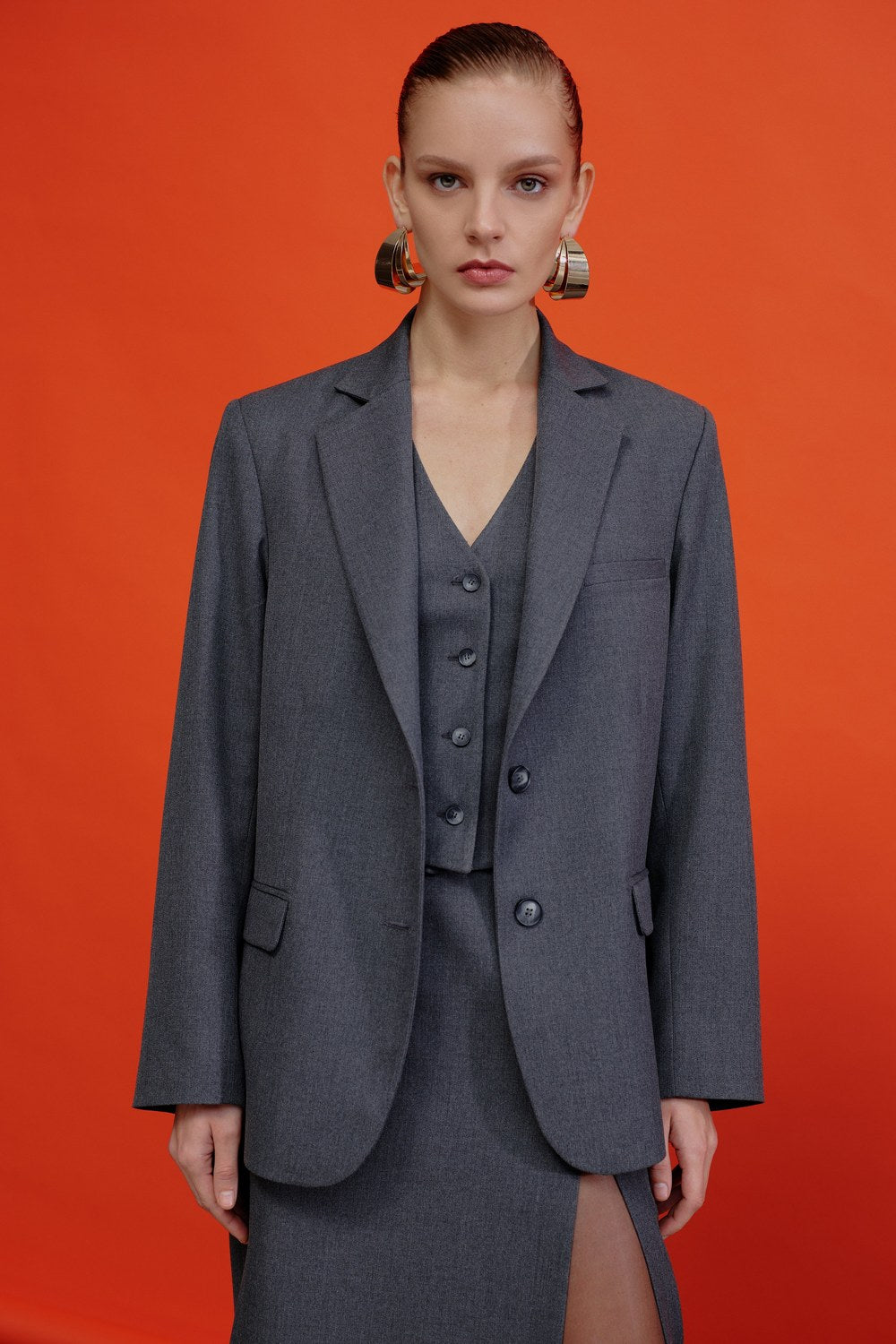 Boxy Blazer Gri - 1