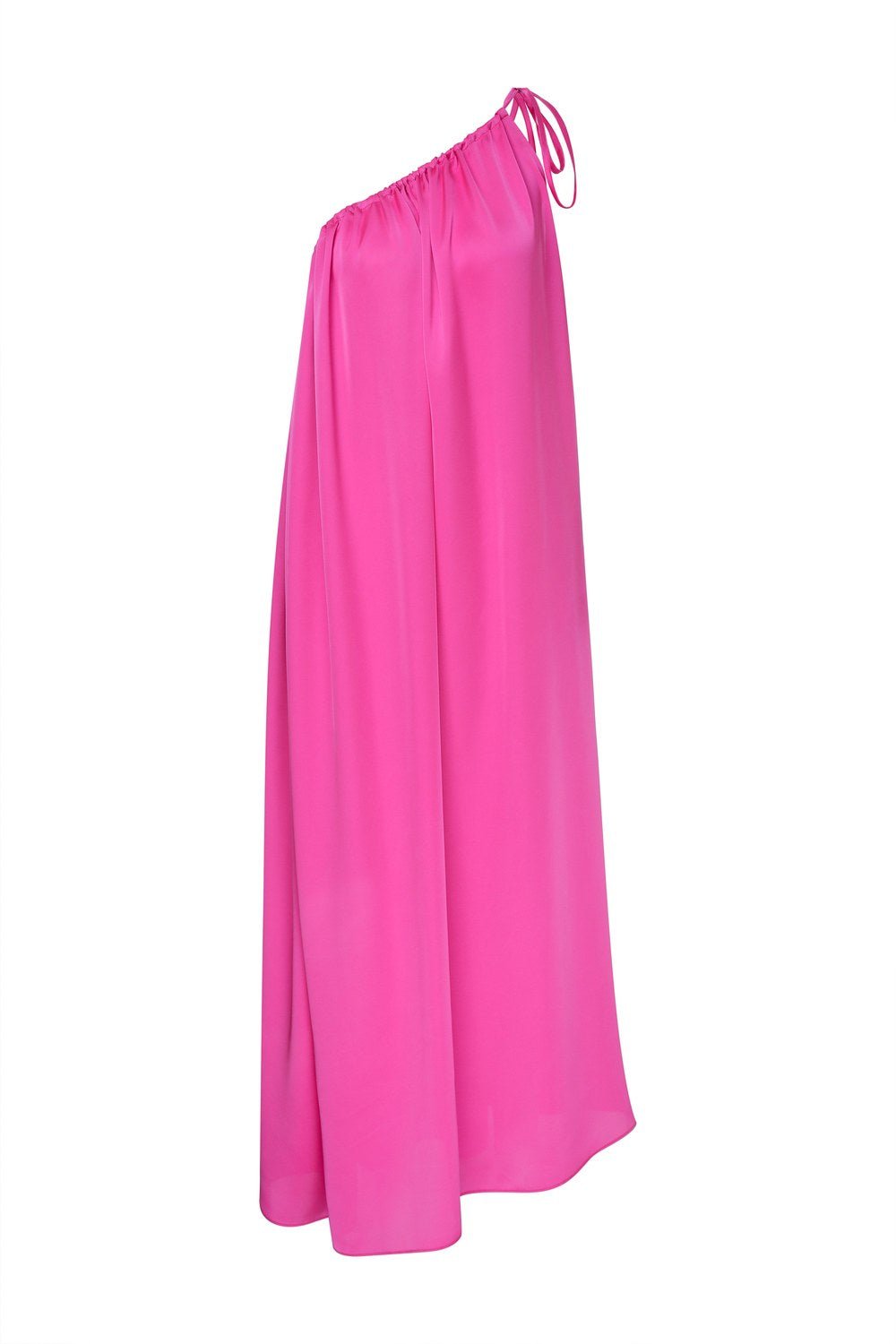Chrissy Tek Omuz Saten Elbise Fuschia - 1