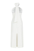 Viana Krep Midi Elbise Vanilla Ice - 9