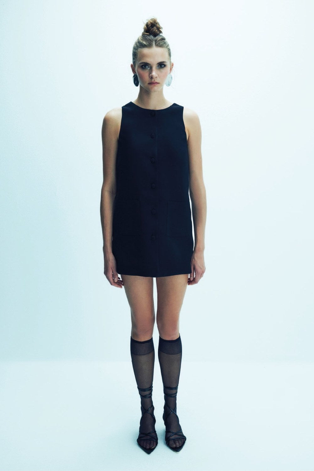 Odette Krep Mini Elbise Black - 3