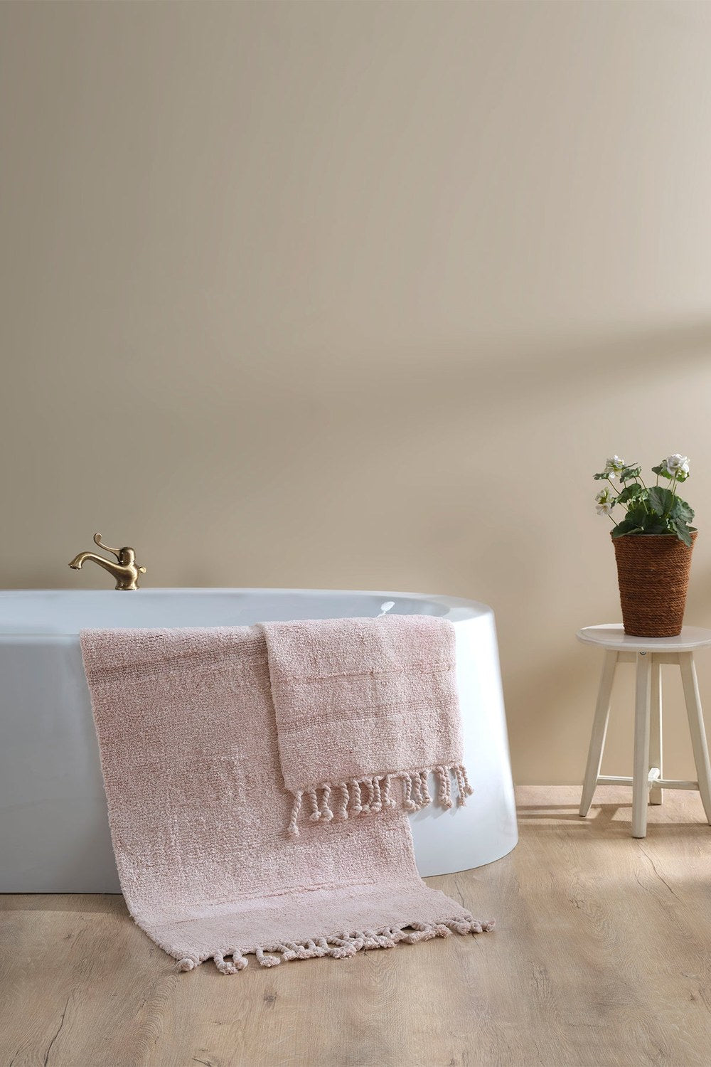 Paloma 2’Li Takım Banyo Paspası %100 Pamuk 40x60 + 60x90 Pembe - 0