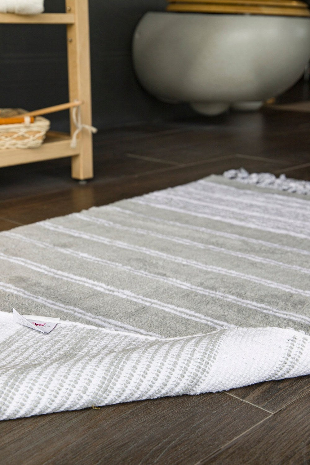 Martil 2’Li Takım Banyo Paspası %100 Pamuk 40x60 + 60x90 Gri - 4