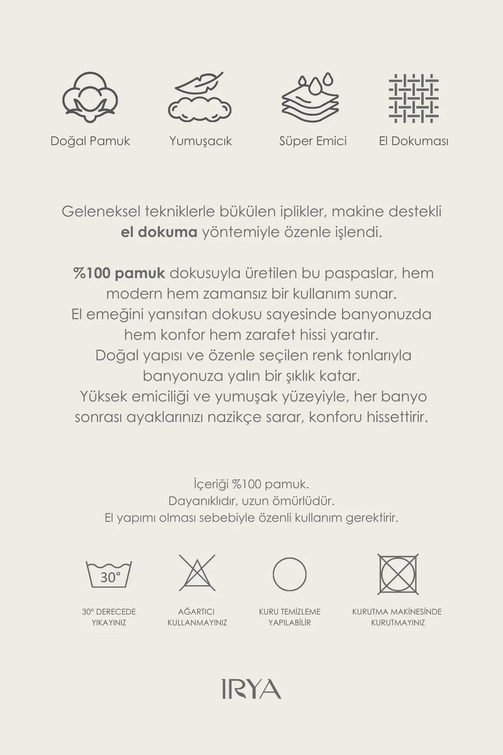 Cava Tekli Banyo Paspası %100 Pamuk 70x110 Kahverengi - 2