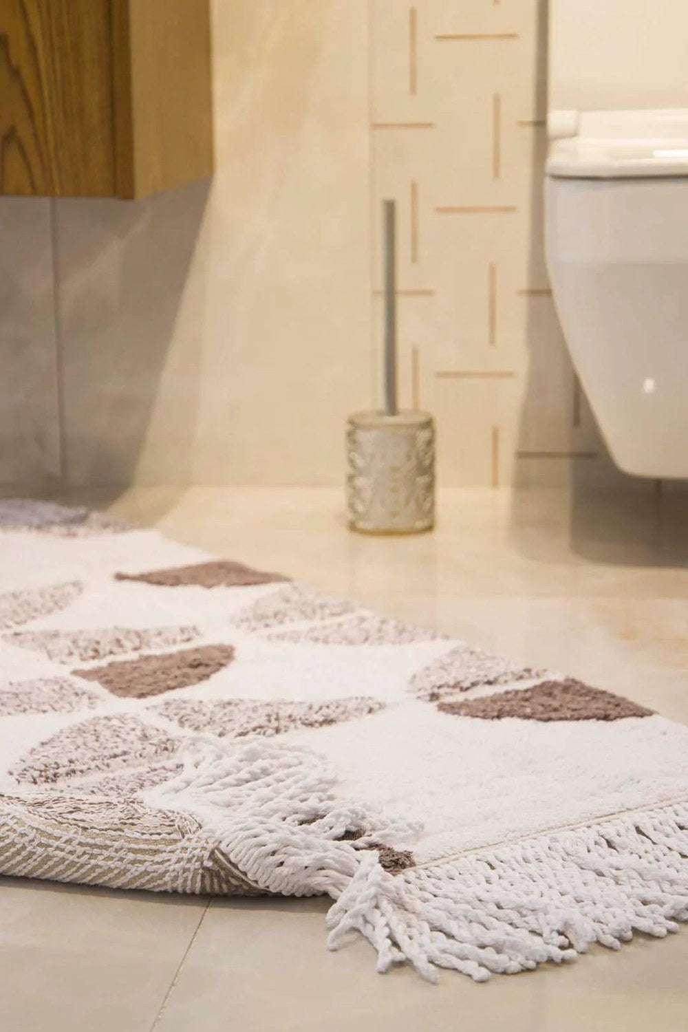 Brook Tekli Banyo Paspası %100 Pamuk 70x110 Ekru - 1