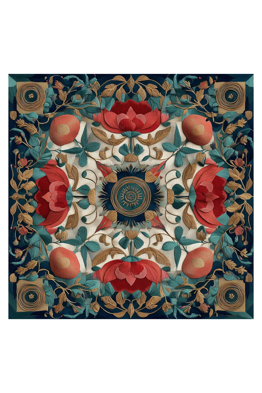 Coral Suzani İpek Fular - 3