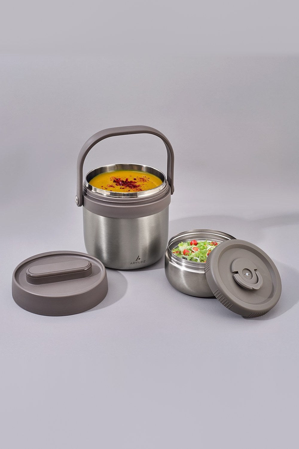 Aryıldız Bento Lunch Box Yemek Termosu Yuvarlak Steel 1400 Ml Ar262283 - 0