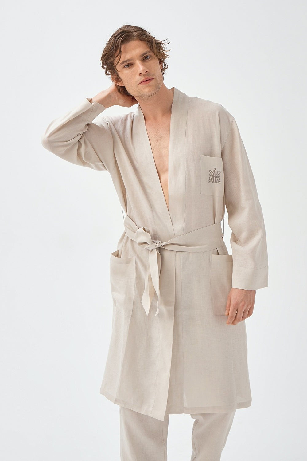 Painture Linen Kimono Beige - 0