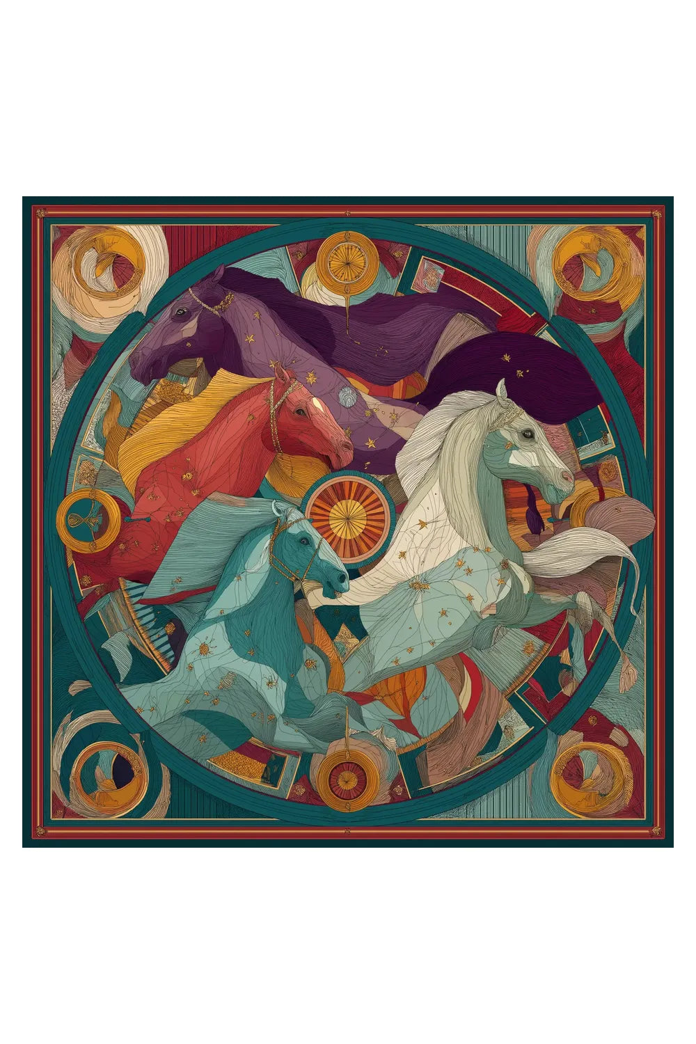 Celestial Steeds İpek Fular - 0