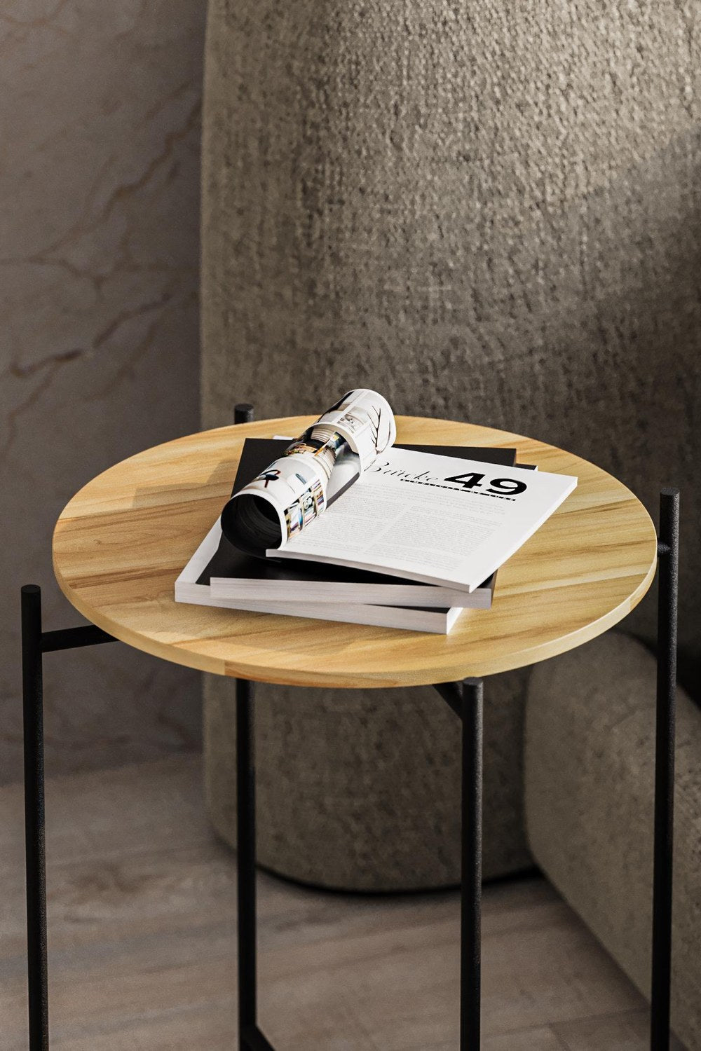 Shb-004 Dekoratif Ahşap Metal Sehpa - 1