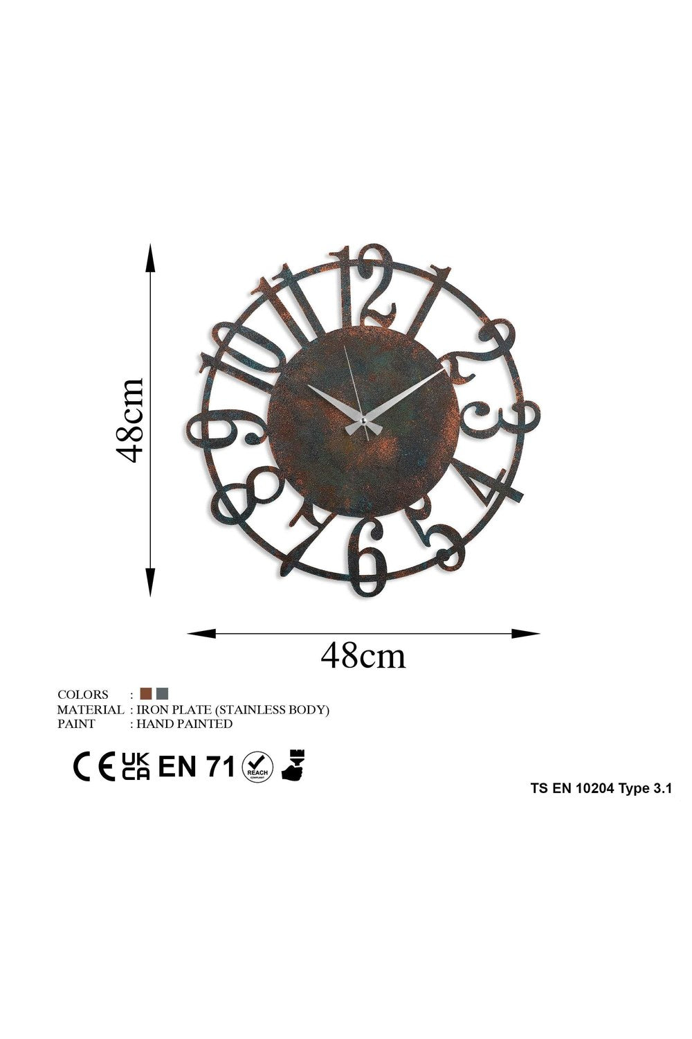 Bys-128-C Dekoratif Metal Duvar Saati - 6