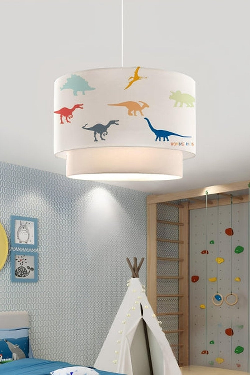 Dinozorlar Kids Kumaş Baskılı Pasta Çocuk Odası Sarkıt Lamba - 0