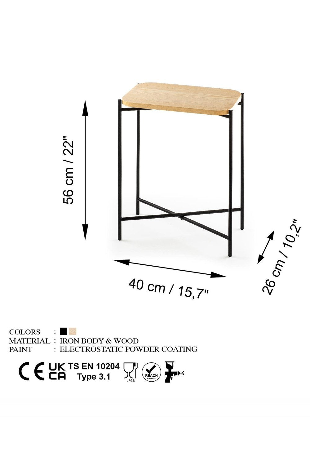 Shb-003 Dekoratif Ahşap Metal Sehpa - 5