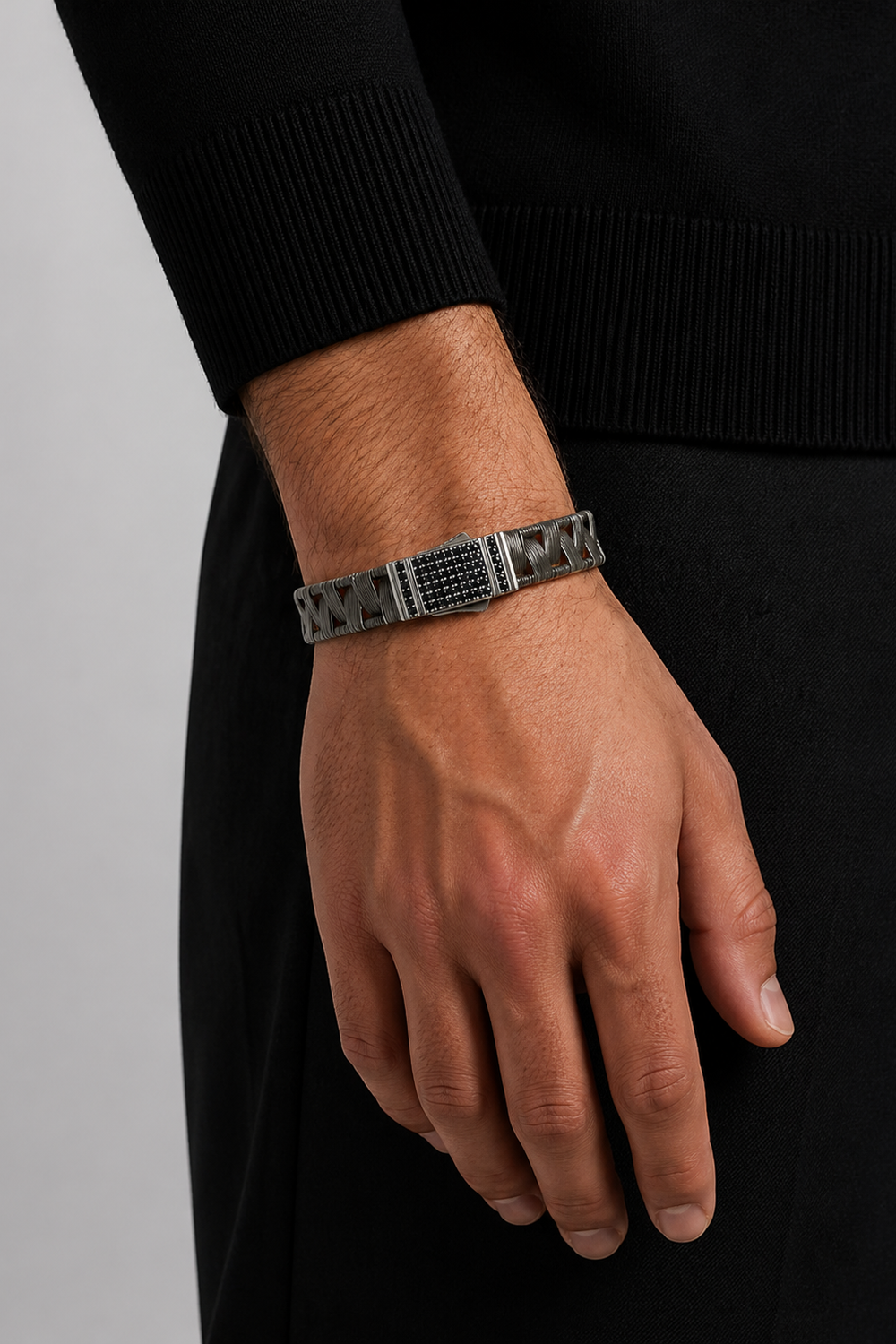 Noctra Cross Silver Erkek Bileklik - 1