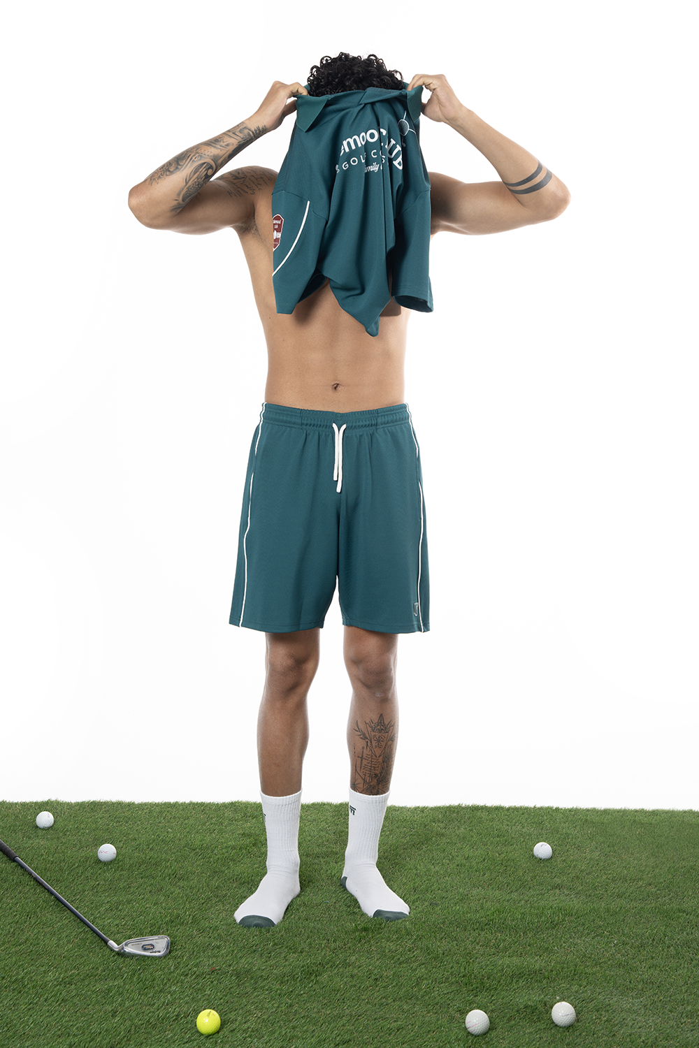 Erkek Oversize Fakemood Jersey Polo Yaka Golf Forma - Yeşil - 2