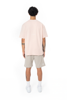 Erkek Oversize Basic Baskılı Tişört - Pembe - 2