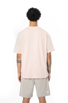 Erkek Oversize Basic Baskılı Tişört - Pembe - 3