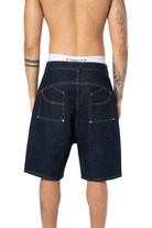 Unisex Oversize Premium Raw Denim Şort - Siyah - 5