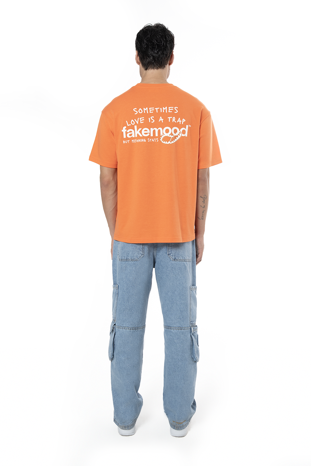 Unisex Relaxed Fit Logo Kabartmalı Nakış Detaylı Premium Kargo Pantolon - Mavi - 2