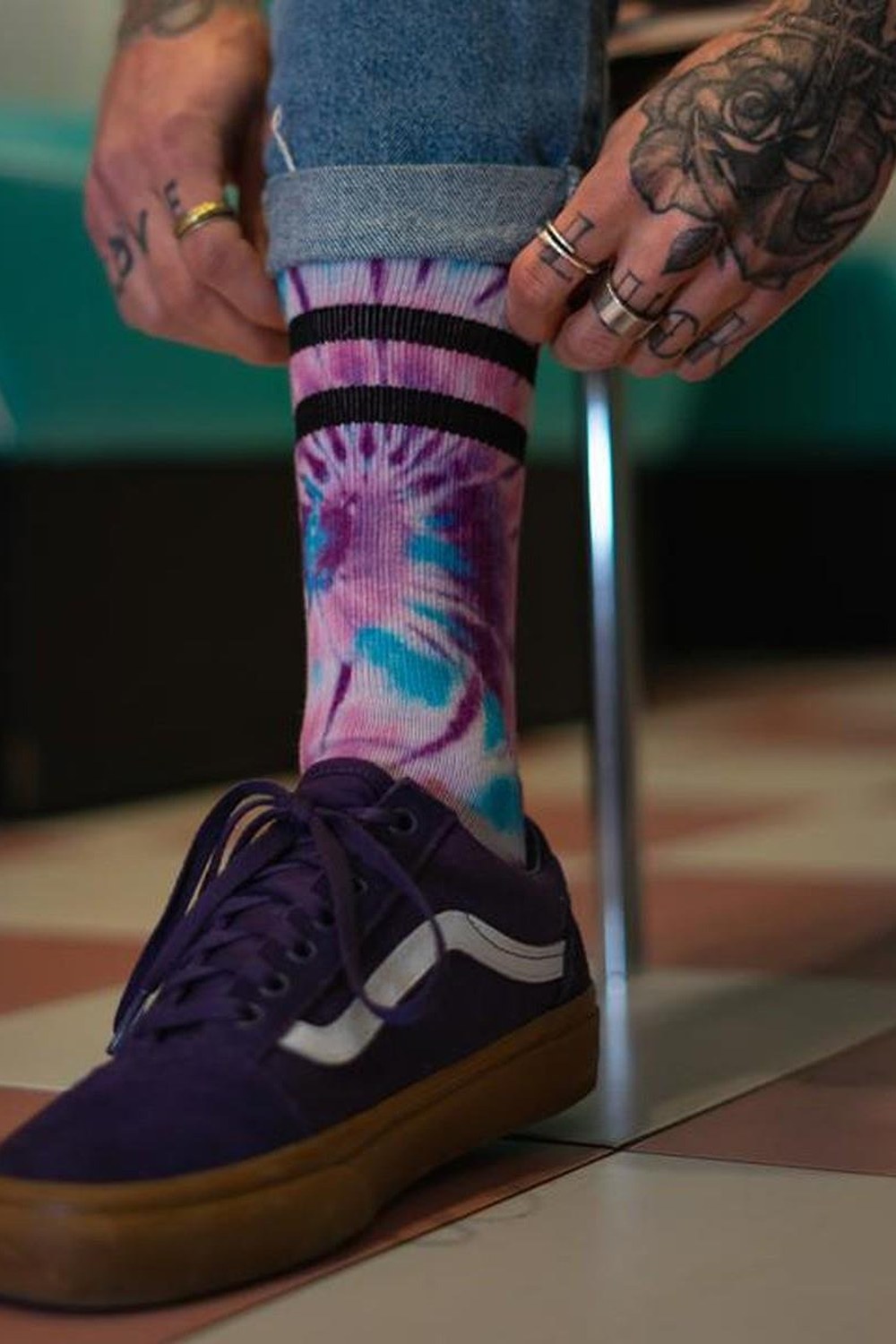 Tie Dye Trippin Mid High Unisex Çorap - 1