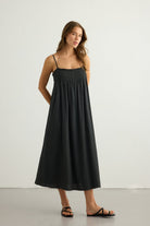 Kaya Smocked Maxi Dress - Charcoal - 4