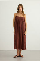Kaya Smocked Maxi Dress - Terracotta - 4