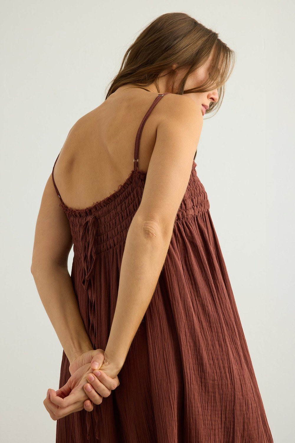 Kaya Smocked Maxi Dress - Terracotta - 7