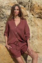 Kaya Oversized Shirt Dress - Terracotta - 3