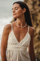 Sage Maxi Dress - Natural With Gold Stripes - 1
