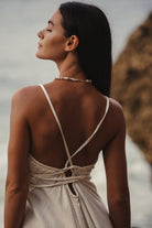 Sage Maxi Dress - Natural With Gold Stripes - 2