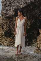 Sage Maxi Dress - Natural With Gold Stripes - 8